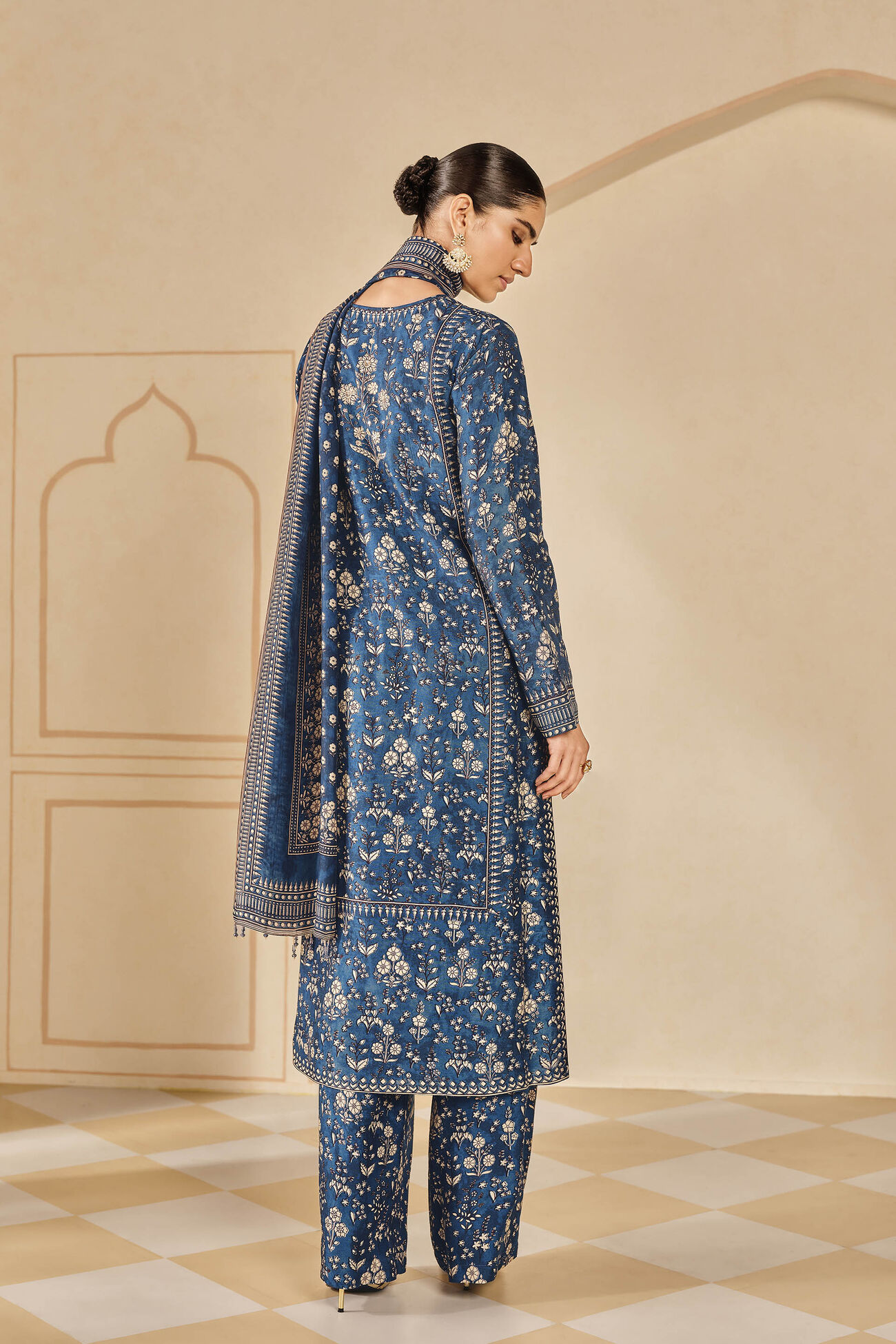 Niral Printed Silk Suit Set - Blue, Blue, image 2